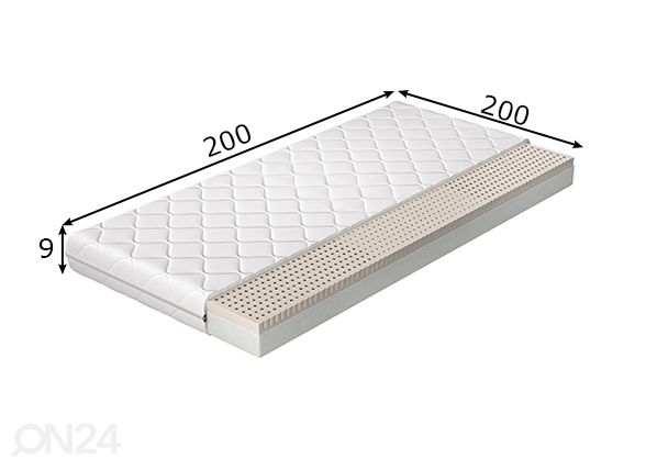 Poroloonmadrats Moska 200x200 cm mõõdud