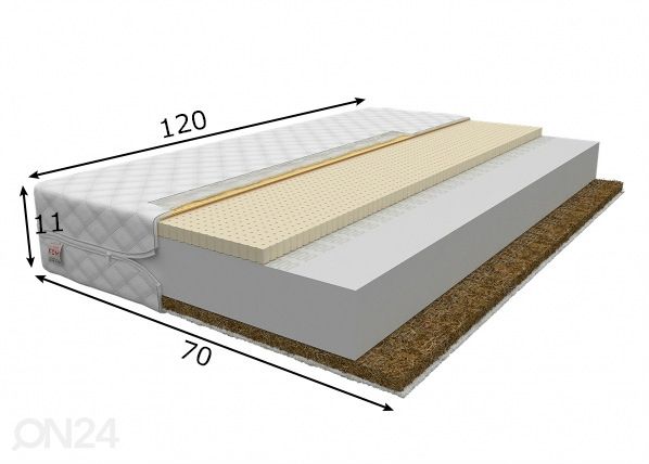 Poroloonmadrats Pikolo 70x120 cm mõõdud