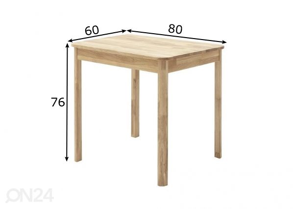 Puidust Söögilaud Oskar 60x80 cm mõõdud