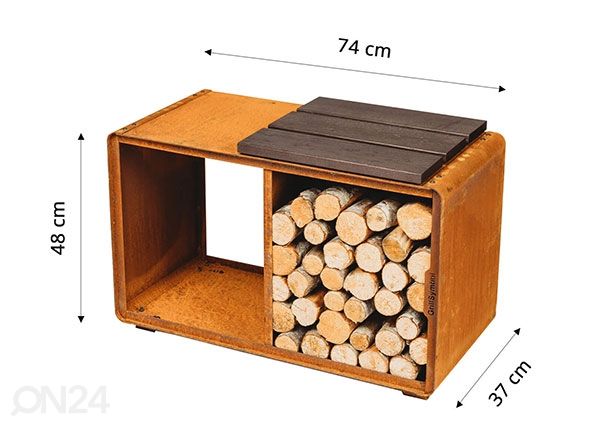 Puuderiiul GrillSymbol Enzo Rack-M mõõdud