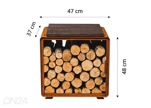 Puuderiiul GrillSymbol Enzo Rack-S mõõdud