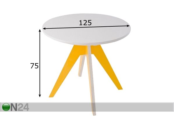 Radis söögilaud Edi Ø 125 cm mõõdud