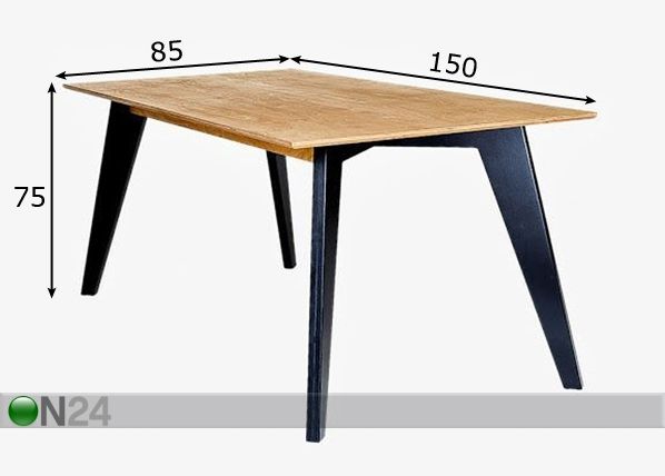 Radis söögilaud Huh 85x150 cm mõõdud