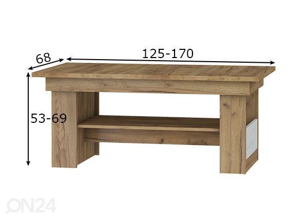 Reguleeritav diivanilaud Cobhy 125/170x68 cm mõõdud