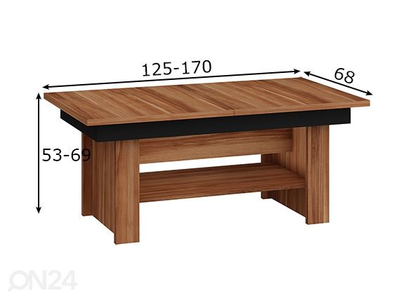 Reguleeritav diivanilaud Skib 125/170x68 cm mõõdud