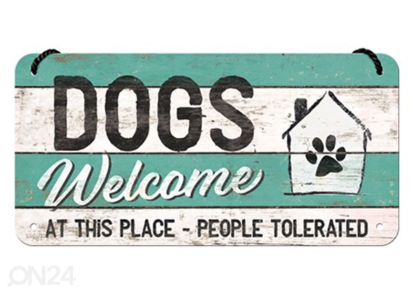 Retro metallposter Dogs Welcome 10x20 cm