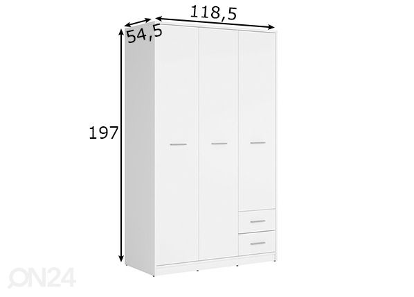 Riidekapp 118,5 cm mõõdud