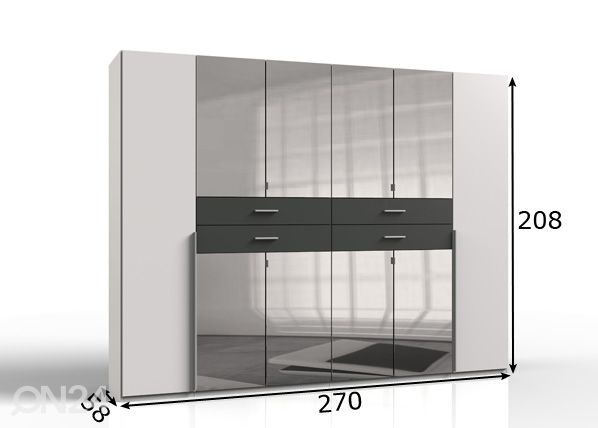 Riidekapp Denver 270 cm mõõdud