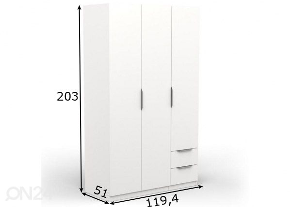 Riidekapp Ghost 120 cm mõõdud