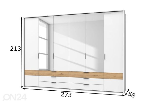 Riidekapp Gibraltar 270 cm + raam mõõdud