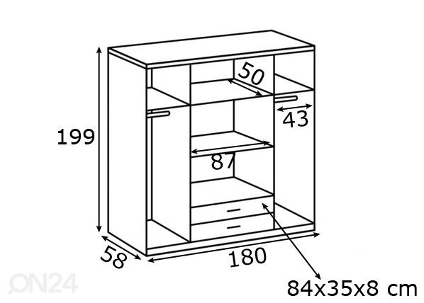 Riidekapp Lübeck 180 cm mõõdud