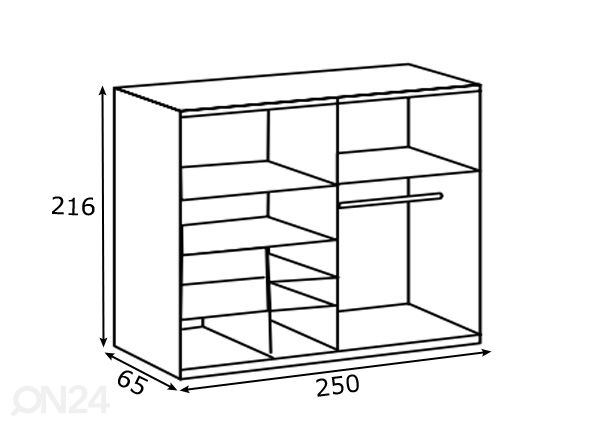 Riidekapp Palermo 250 cm mõõdud