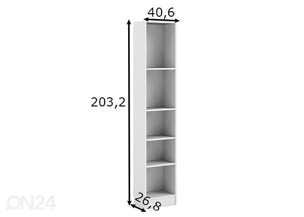 Riiul h203 cm, valge mõõdud