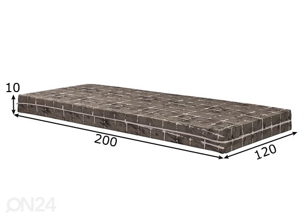 Rullmadrats poroloonist 120x200x10 cm mõõdud