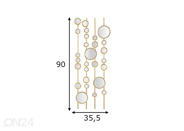 Seinadekoratsioon Small Mirrors 35,5x90 cm mõõdud