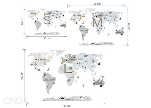 Seinakleebis Maakaart L eesti keeles, hall mõõdud