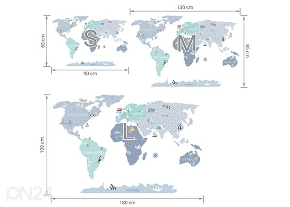 Seinakleebis Maakaart M eesti keeles, sinine mõõdud