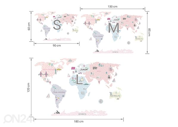 Seinakleebis Maakaart S eesti keeles, roosa mõõdud