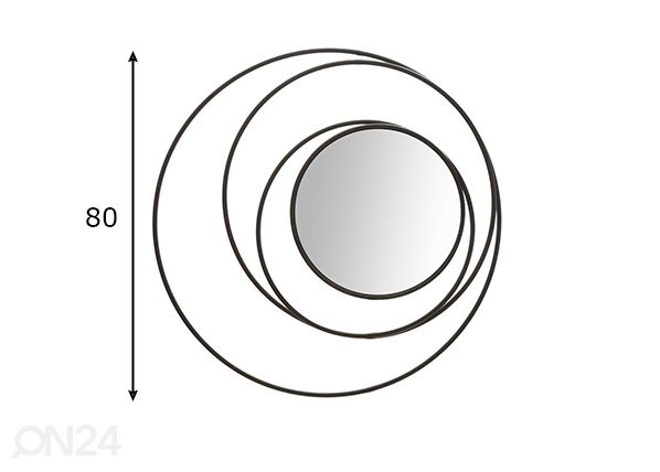 Seinapeegel Dark Ø80 cm, must mõõdud