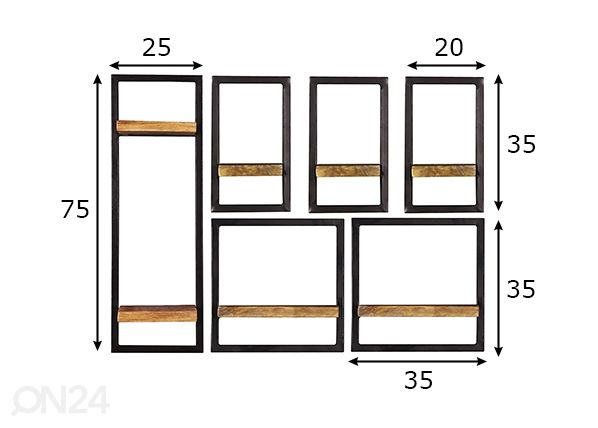 Seinariiulite komplekt Sidney, 6 tk mõõdud