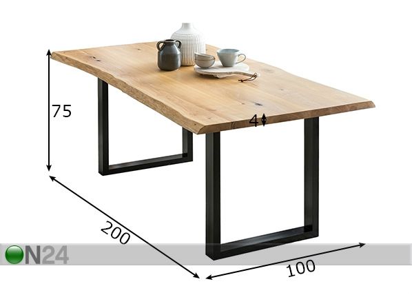 Söögilaud 100x200 cm mõõdud