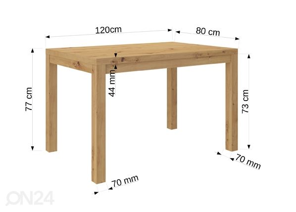 Söögilaud 120x80 cm mõõdud