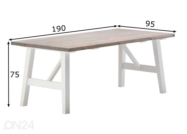 Söögilaud 190x95 cm mõõdud