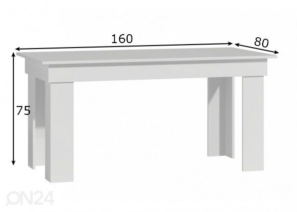 Söögilaud Brunch 80x160 cm mõõdud