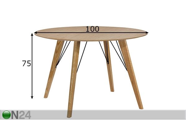 Söögilaud Helena Ø 100 cm mõõdud