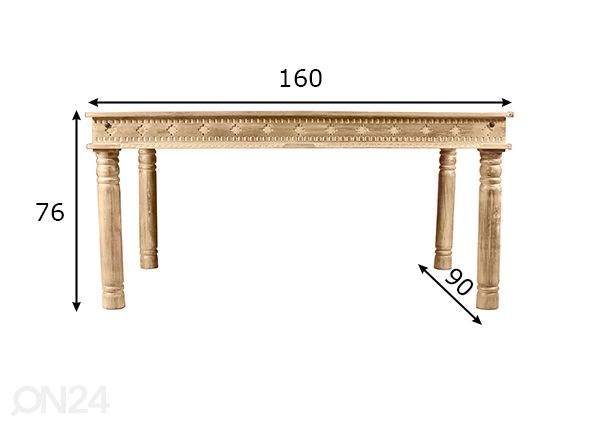 Söögilaud Lakadee 160x90 cm mõõdud