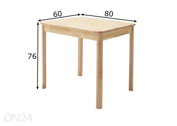 Söögilaud Oskar 60x80 cm mõõdud