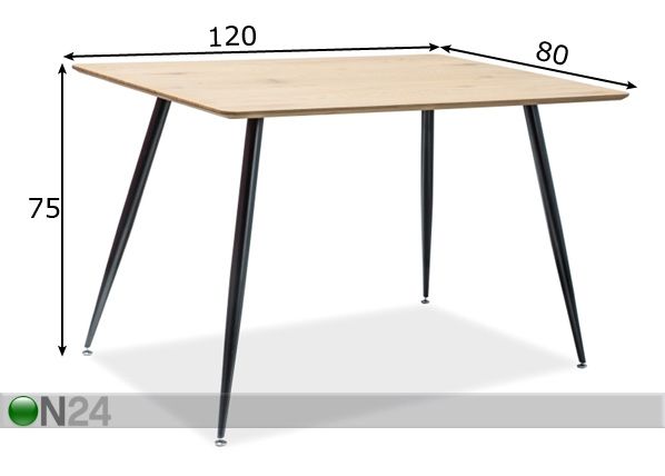 Söögilaud Romulus 120x80 cm mõõdud