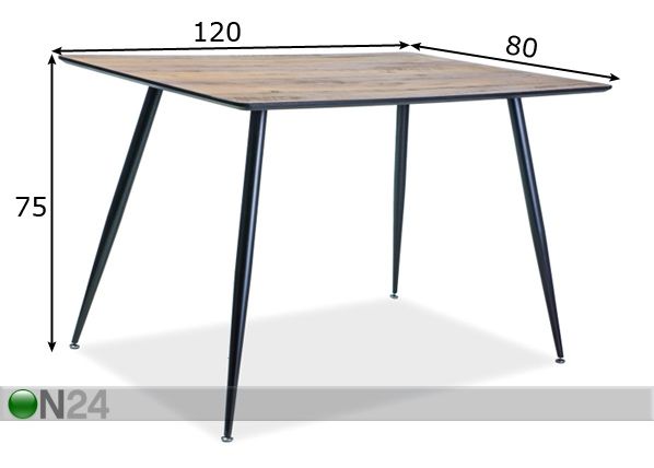 Söögilaud Romulus 120x80 cm mõõdud