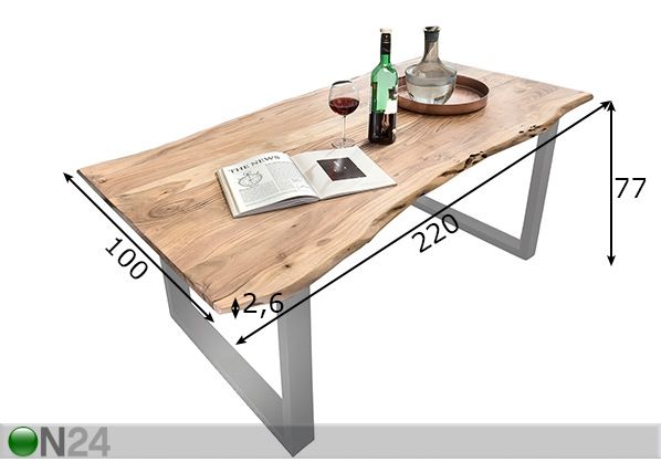 Söögilaud Tisch 100x220 cm mõõdud