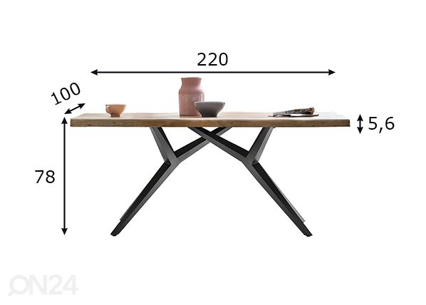 Söögilaud Tische 100x220 cm mõõdud