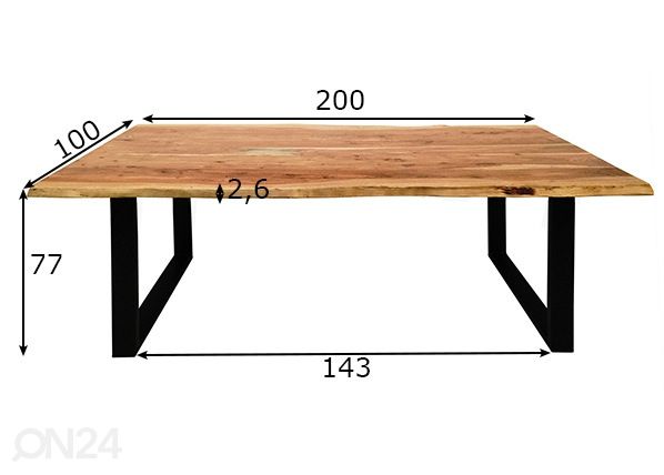 Söögilaud Tische 200x100 cm mõõdud