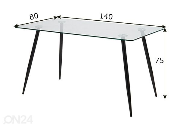 Söögilaud Wichita 80x140 cm mõõdud