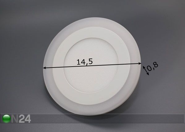 Süvistatav paneelvalgusti 6+3 W, Ø14,5 cm mõõdud