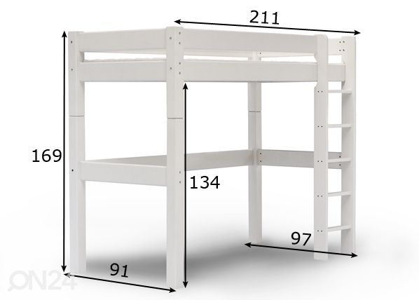 Suwem kõrge narivoodi Lahe püstredeliga 80x200 cm mõõdud