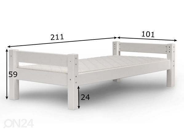 Suwem voodi Lahe 90x200 cm mõõdud