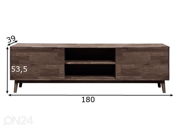Tammepuidust TV-alus Scan, must õli 180 cm mõõdud