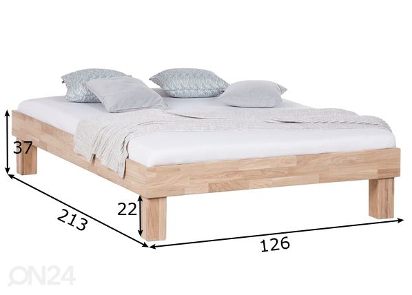 Tammepuidust voodi Judith 120х200 cm, valge õli mõõdud