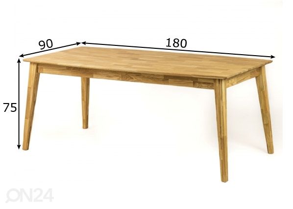 Tammepuust söögilaud 180x90 cm mõõdud