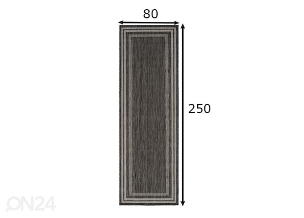 Terassivaip Balcone 80x250 cm, hõbe/must mõõdud