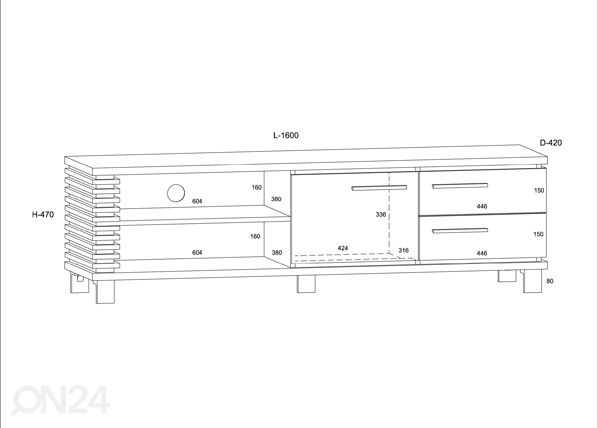 TV-alus 160 cm mõõdud