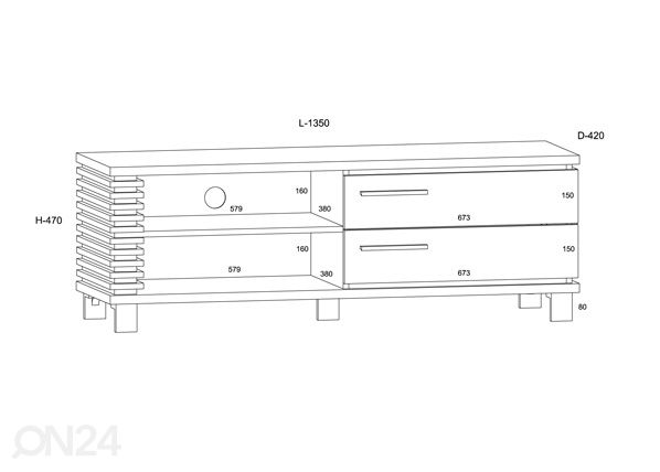 TV-alus Bandon 135 cm mõõdud