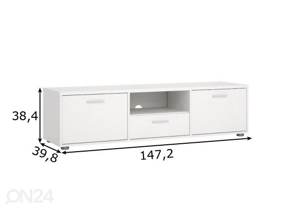 Tv-alus Media 147 cm, valge mõõdud