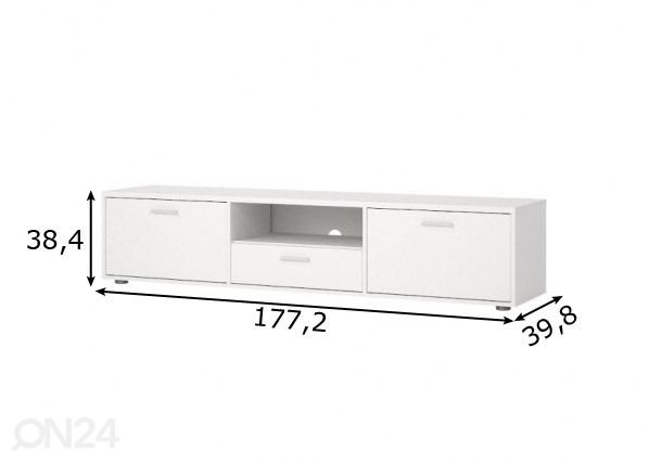 Tv-alus Media 177 cm, valge mõõdud