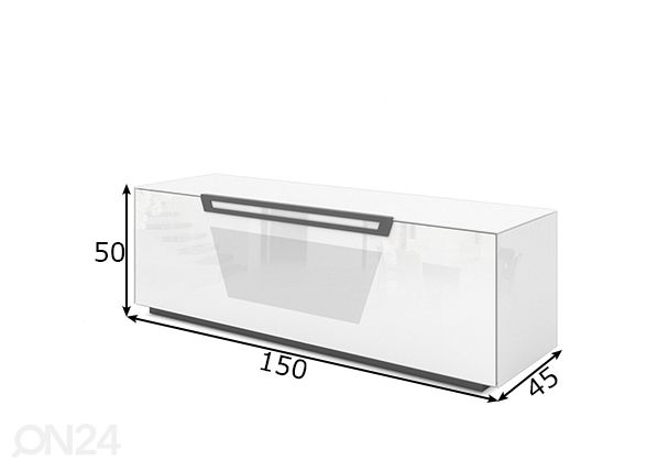 Tv-alus ratastel Venti 150 cm mõõdud