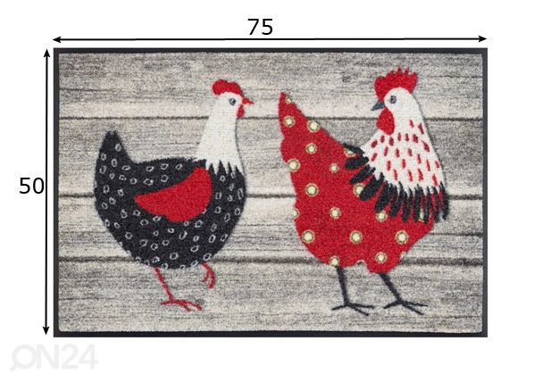 Uksematt Chicken Farm 50x75 cm mõõdud